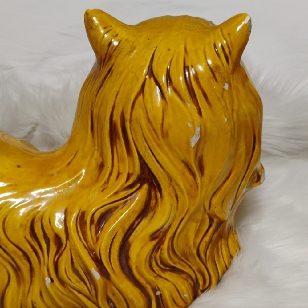 SALE! Large 1977 Vintage Cat Decor Majestic Gold Cat Sculpture #205 SMALL CRATE - Picture 7 of 12